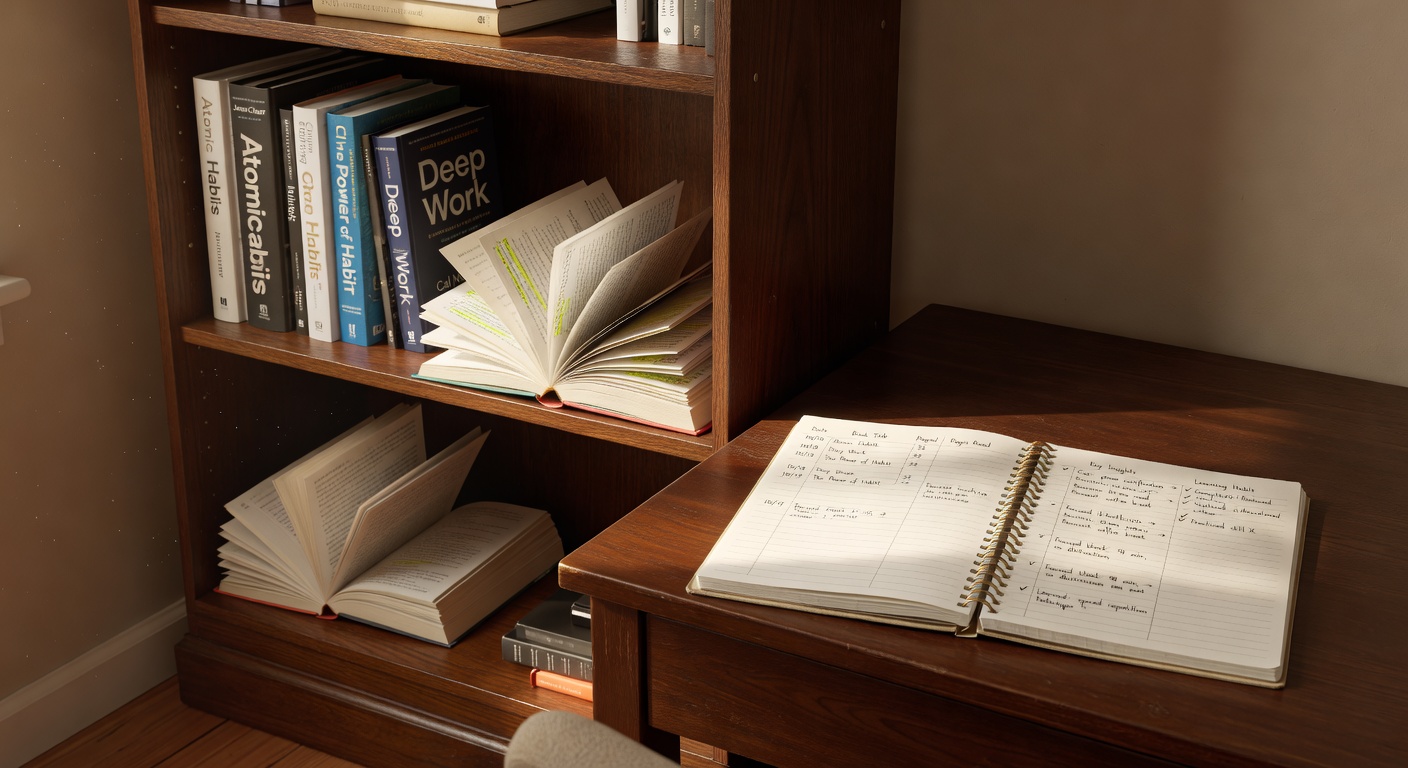 Bookshelf representing a reading habit tracker