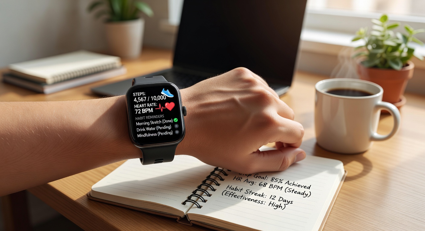 Fitness tracker watch representing daily habit monitoring