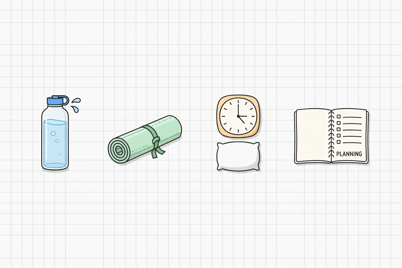 Collection of habit icons representing morning routine elements