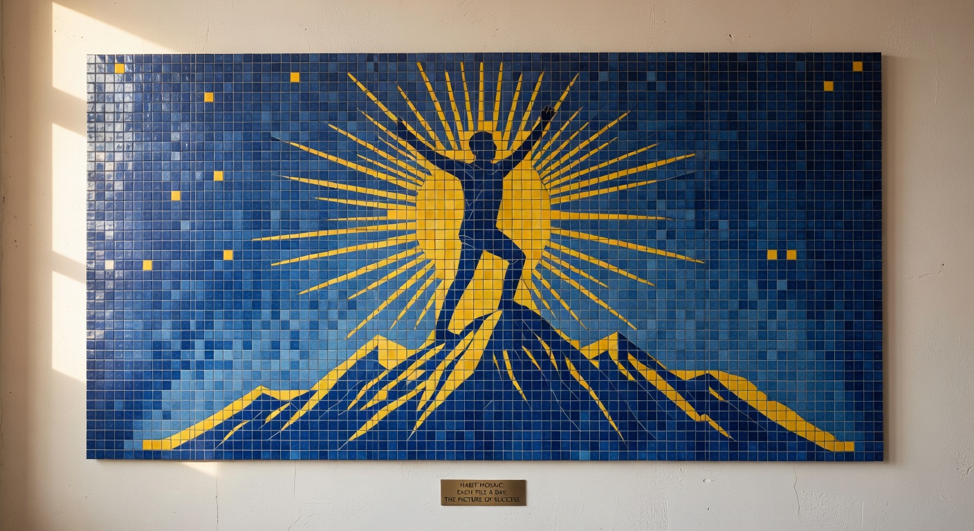 Habit mosaic representing small consistent actions building success