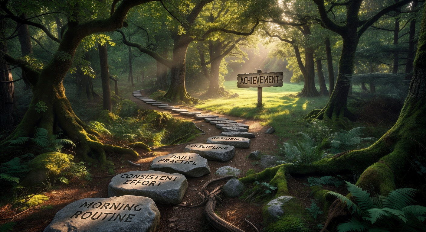 Forest path metaphor for the habit journey through consistency