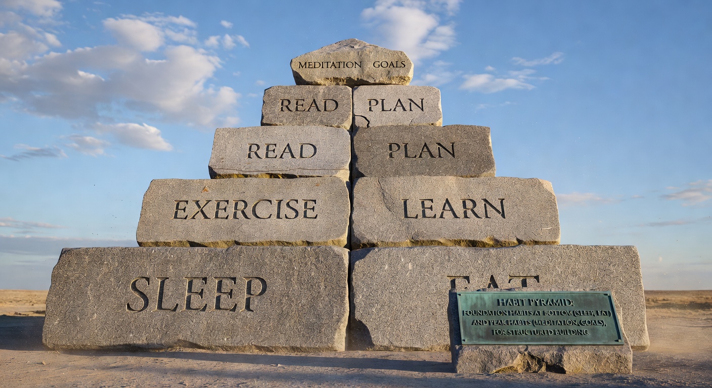 Habit pyramid structure representing habit building hierarchy