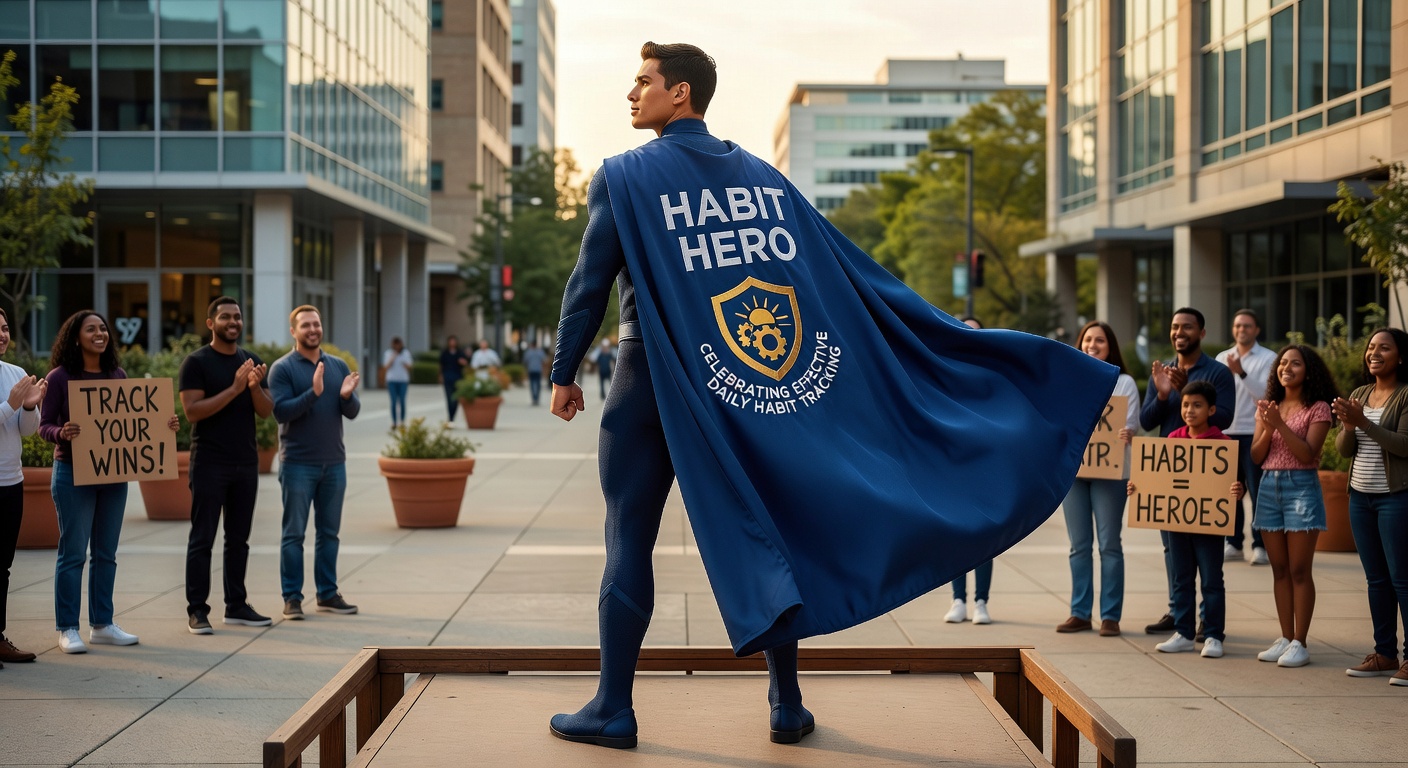 Habit superhero celebrating consistency achievements