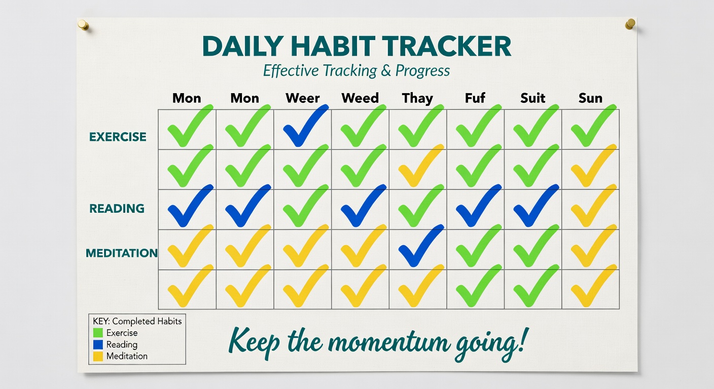 Habit tracking calendar showing monthly progress