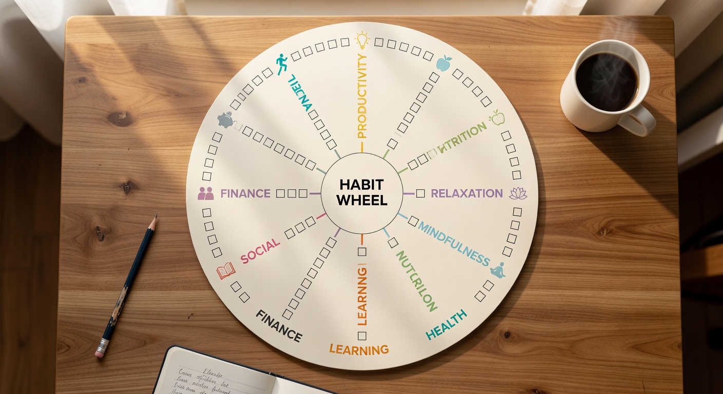 Habit wheel showing different life categories for balanced habits